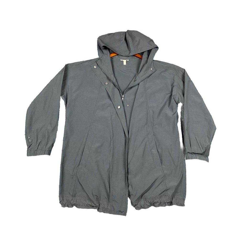 Eileen Fisher Lightweight Hooded Jacket Size M Dark Gray Nylon/Cotton Wind Repel